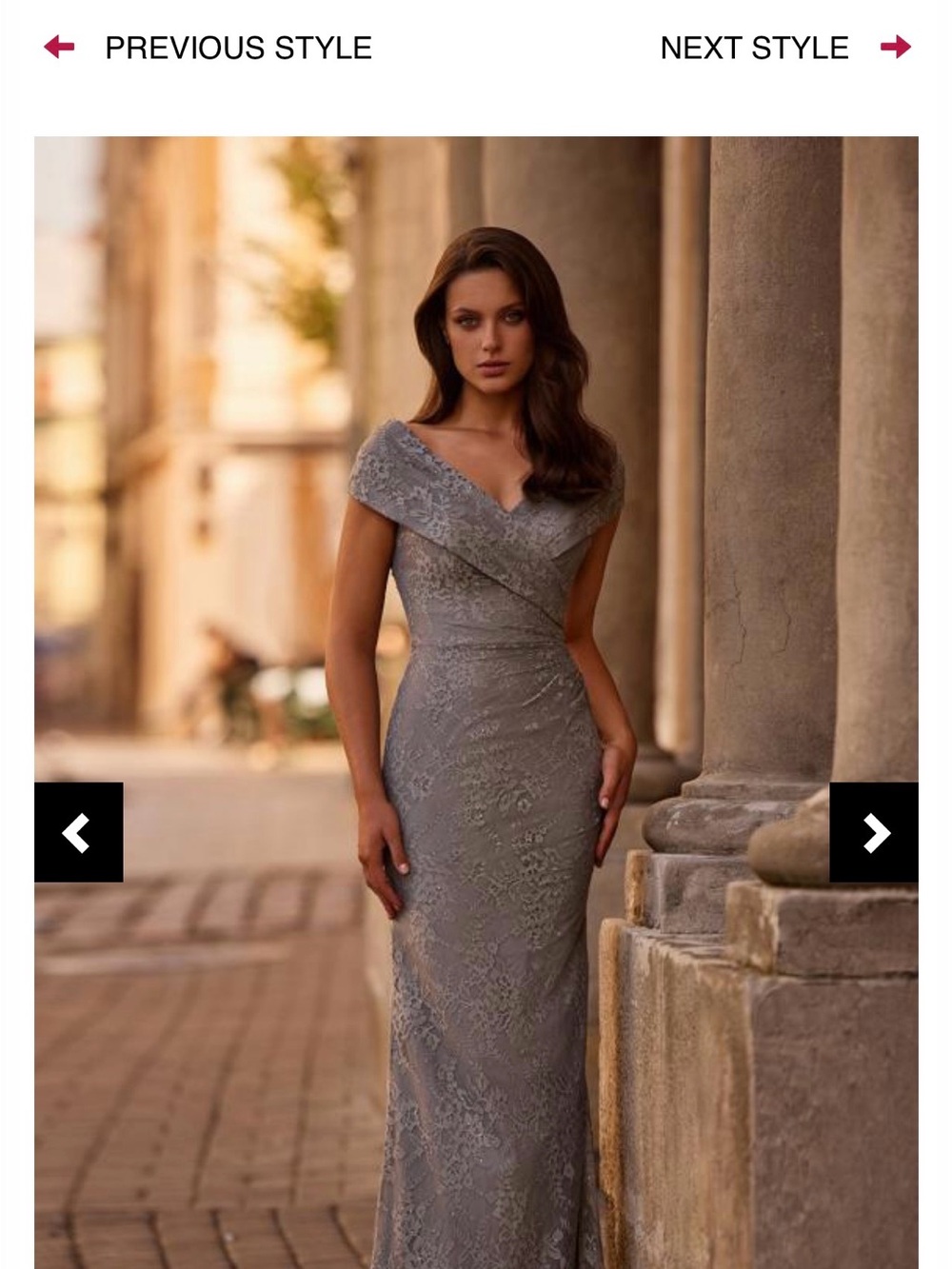 La Femme Silver-Grey Lace Off-Shoulder Gown